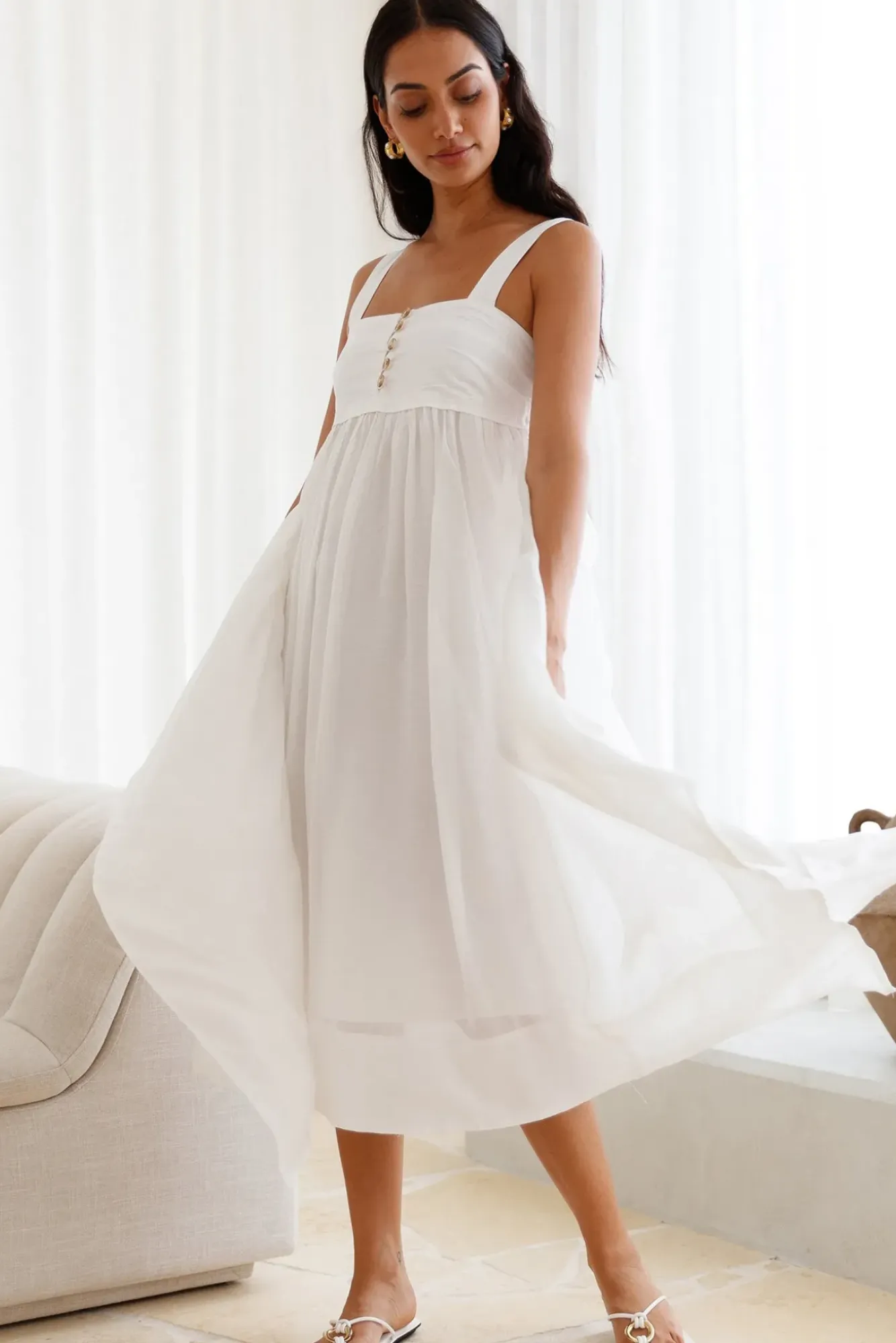 Bump Friendly|Brunch Dresses>SOFIE THE LABEL Restful Escape Midi Dress White