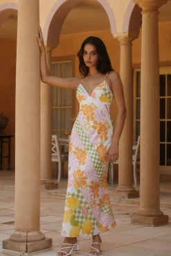 Vacation Dresses|Brunch Dresses>Hello Molly Retro Bloom Maxi Dress Green