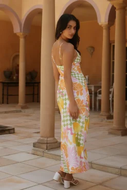 Vacation Dresses|Brunch Dresses>Hello Molly Retro Bloom Maxi Dress Green