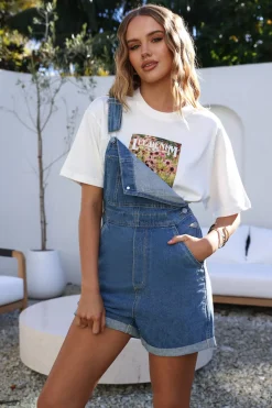 Rompers>Riders By Lee 90's Dungaree Short River Fade