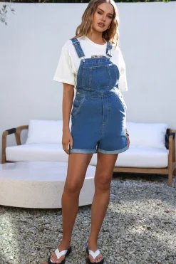 Rompers>Riders By Lee 90's Dungaree Short River Fade