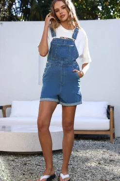 Rompers>Riders By Lee 90's Dungaree Short River Fade