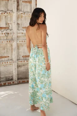 Vacation Dresses|Spring Break Dresses>Hello Molly Ripe Mango Halter Maxi Dress Green