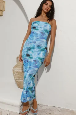 Cocktail Dresses|Vacation Dresses>Hello Molly Ripple Effect Maxi Dress Blue
