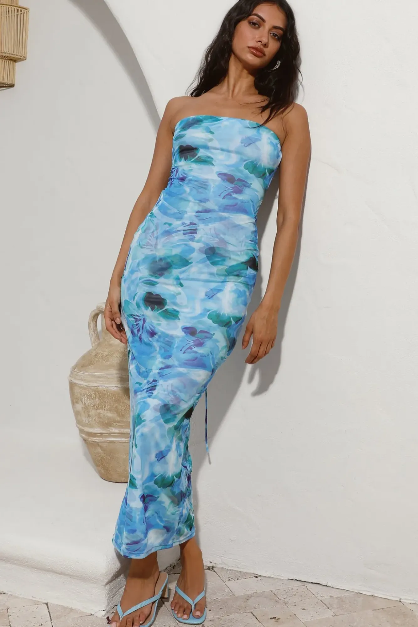 Cocktail Dresses|Vacation Dresses>Hello Molly Ripple Effect Maxi Dress Blue