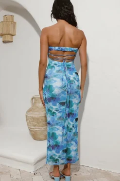 Cocktail Dresses|Vacation Dresses>Hello Molly Ripple Effect Maxi Dress Blue