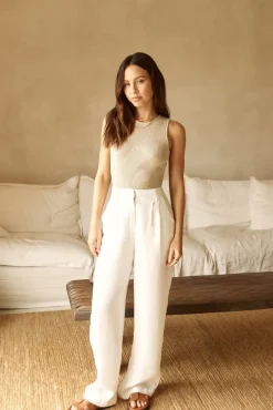 Pants>Hello Molly Riviera Bliss Linen Pants White