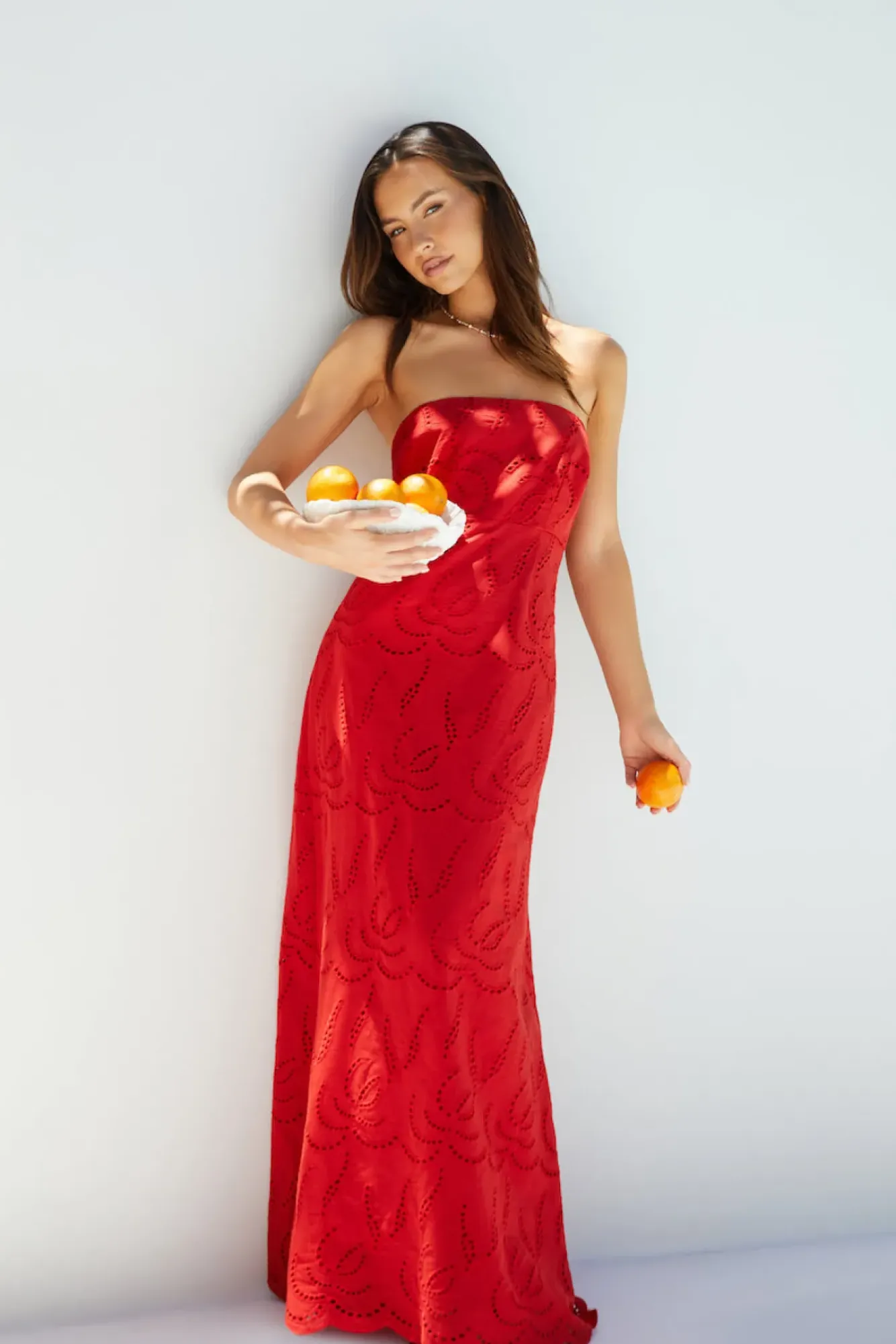 Vacation Dresses|Brunch Dresses>Hello Molly Riviera Rouge Strapless Maxi Dress Red