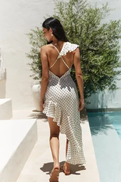 Cocktail Dresses|Date Night Dresses>Hello Molly Riviera Satin Maxi Dress Cream