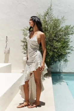 Cocktail Dresses|Date Night Dresses>Hello Molly Riviera Satin Maxi Dress Cream