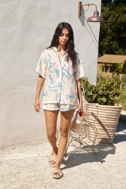 Shirts|Cropped>Hello Molly Roaming Around Shirt Blue
