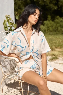 Shirts|Cropped>Hello Molly Roaming Around Shirt Blue