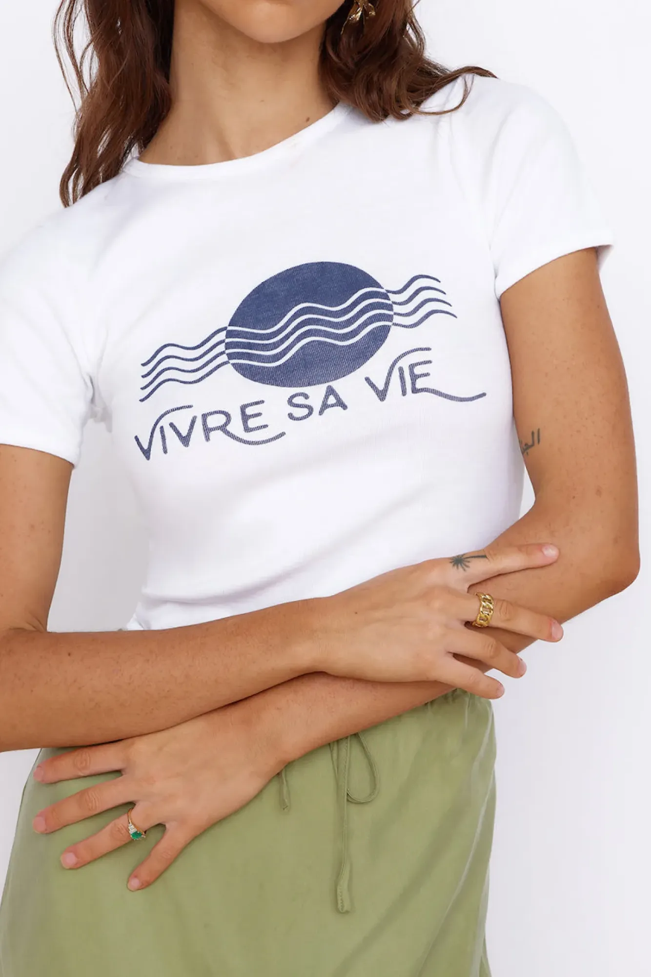 Cropped>Rollas ROLLA'S Vivre Sa Vie Baby Rib Tee White