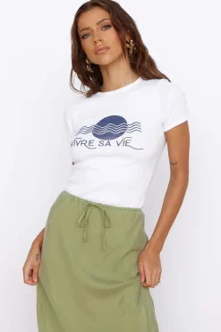 Cropped>Rollas ROLLA'S Vivre Sa Vie Baby Rib Tee White