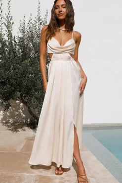 Formal Dresses|Bridesmaid Dresses>Hello Molly Rolling Waves Maxi Dress Champagne