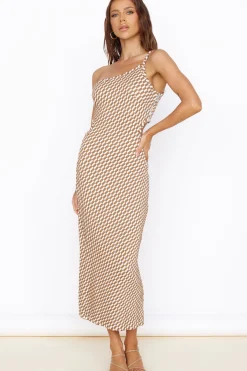 Vacation Dresses|Maxi Dresses>Hello Molly Roll The Dice Maxi Dress Brown