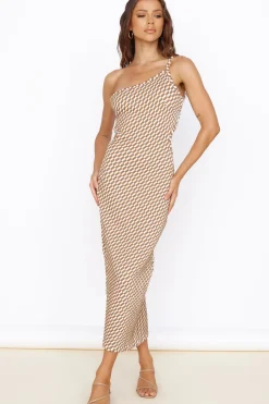 Vacation Dresses|Maxi Dresses>Hello Molly Roll The Dice Maxi Dress Brown