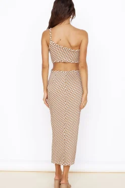 Vacation Dresses|Maxi Dresses>Hello Molly Roll The Dice Maxi Dress Brown