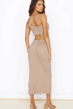 Vacation Dresses|Maxi Dresses>Hello Molly Roll The Dice Maxi Dress Brown