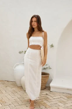 Cropped>Hello Molly Romantic Escape Linen Crop Top White