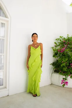 Wedding Guest Dresses|Cocktail Dresses>Hello Molly Romantic Flare Maxi Dress Green