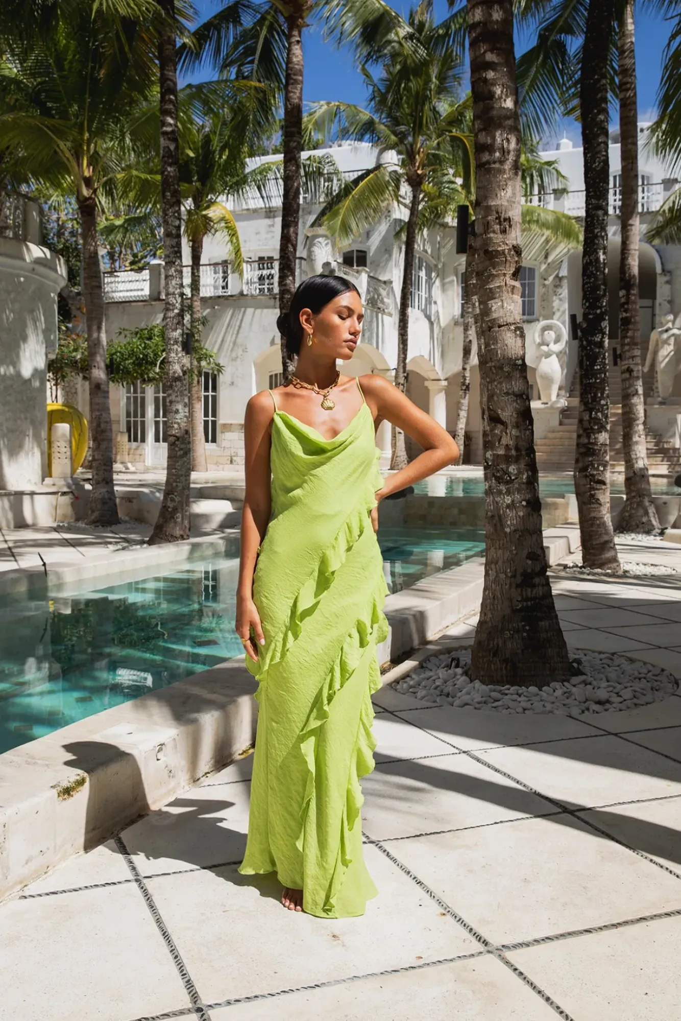 Wedding Guest Dresses|Cocktail Dresses>Hello Molly Romantic Flare Maxi Dress Green
