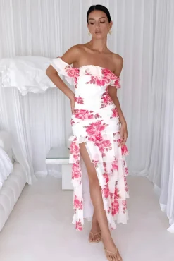 Wedding Guest Dresses|Cocktail Dresses>Hello Molly Rosella Off The Shoulder Maxi Dress Pink