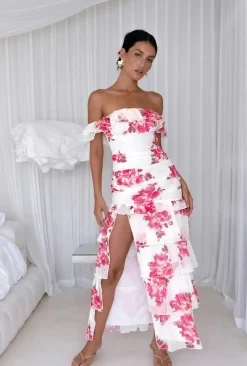 Wedding Guest Dresses|Cocktail Dresses>Hello Molly Rosella Off The Shoulder Maxi Dress Pink
