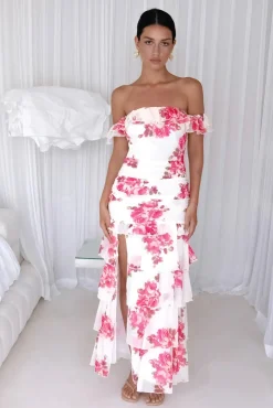 Wedding Guest Dresses|Cocktail Dresses>Hello Molly Rosella Off The Shoulder Maxi Dress Pink