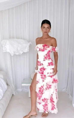 Wedding Guest Dresses|Cocktail Dresses>Hello Molly Rosella Off The Shoulder Maxi Dress Pink