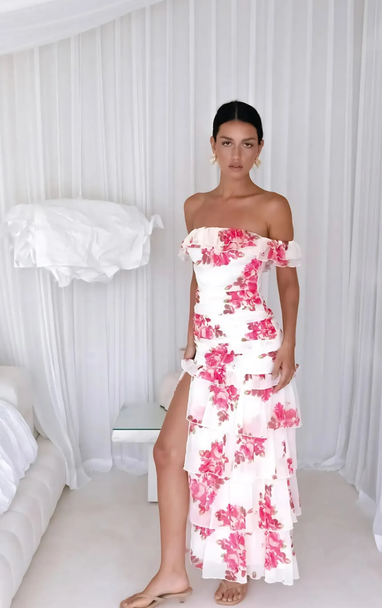 Wedding Guest Dresses|Cocktail Dresses>Hello Molly Rosella Off The Shoulder Maxi Dress Pink