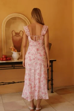Wedding Guest Dresses|Cocktail Dresses>Hello Molly Rose Petal Reverie Midi Dress Pink