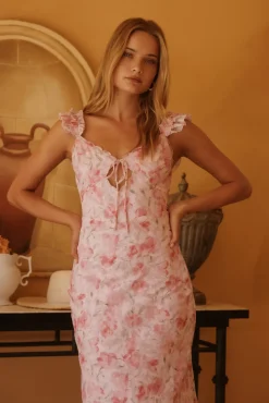 Wedding Guest Dresses|Cocktail Dresses>Hello Molly Rose Petal Reverie Midi Dress Pink