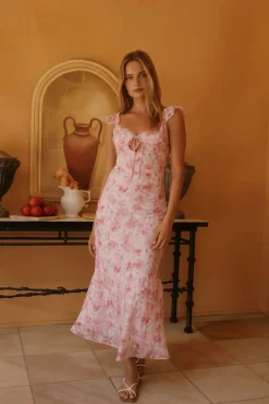 Wedding Guest Dresses|Cocktail Dresses>Hello Molly Rose Petal Reverie Midi Dress Pink