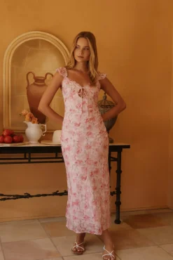 Wedding Guest Dresses|Cocktail Dresses>Hello Molly Rose Petal Reverie Midi Dress Pink