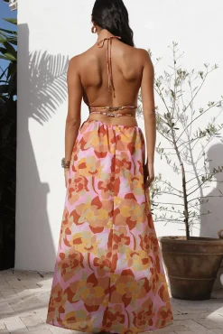 Cocktail Dresses|Vacation Dresses>Hello Molly Rosetta Dreams Maxi Dress Pink