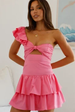 Date Night Dresses|Brunch Dresses>Hello Molly Ruffled Out Mini Dress Pink