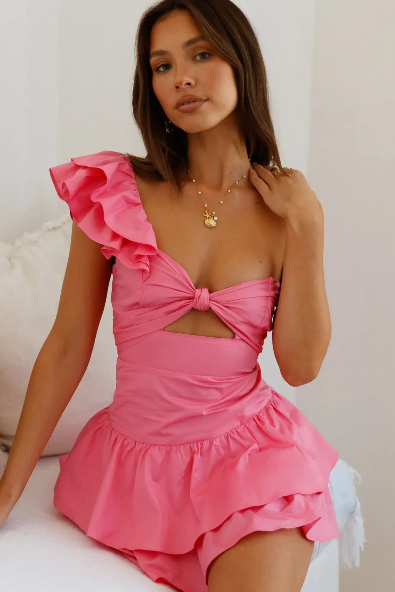 Date Night Dresses|Brunch Dresses>Hello Molly Ruffled Out Mini Dress Pink