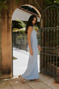 Wedding Guest Dresses|Cocktail Dresses>RUNAWAY THE LABEL Adriana Maxi Dress Blue