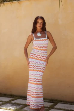 Vacation Dresses|Spring Break Dresses>RUNAWAY THE LABEL Albie Maxi Dress Orange