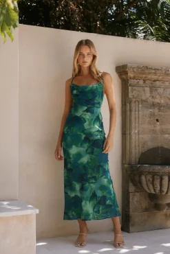 Cocktail Dresses|Flowy Dresses>RUNAWAY THE LABEL Benito Maxi Dress Calista Green
