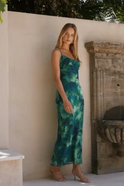 Cocktail Dresses|Flowy Dresses>RUNAWAY THE LABEL Benito Maxi Dress Calista Green