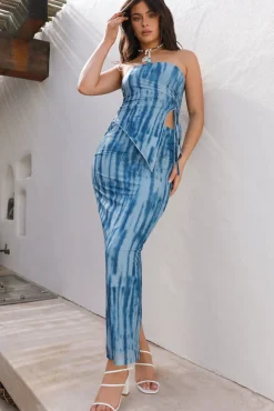 Strapless|Cropped>RUNAWAY THE LABEL Inaya Strapless Top Jean Print