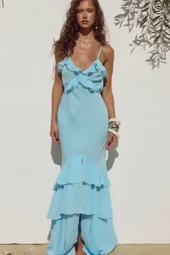 Wedding Guest Dresses|Cocktail Dresses>RUNAWAY THE LABEL Namari Maxi Dress Light Blue
