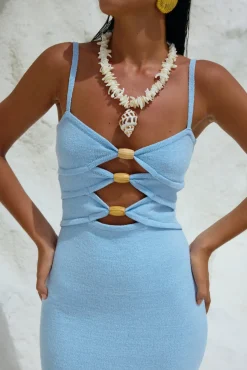 Cocktail Dresses|Vacation Dresses>RUNAWAY THE LABEL Normani Midi Dress Ice Blue