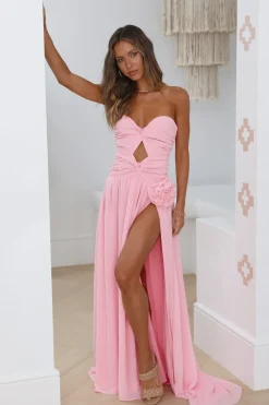 Formal Dresses|Cocktail Dresses>RUNAWAY THE LABEL Rosette Gown Pink