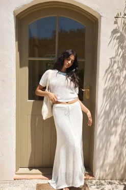 Skirts|Skirt And Top Sets>Hello Molly Safe Haven Knit Maxi Skirt White