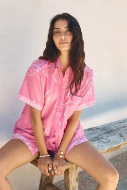 Shirts|Cropped>Hello Molly Sailing Ahead Shirt Pink