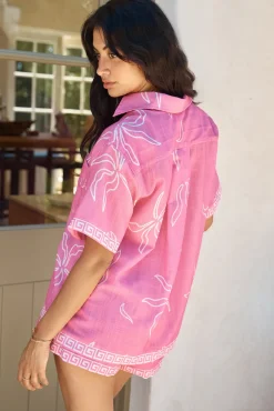 Shirts|Cropped>Hello Molly Sailing Ahead Shirt Pink