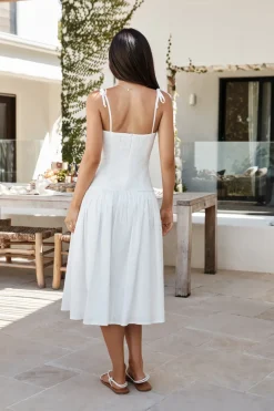 Formal Dresses|Cocktail Dresses>Hello Molly Sailing On A Dream Lace Midi Dress White